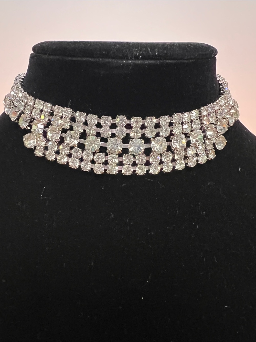 Vintage Crystal Multi-Row Choker Necklace